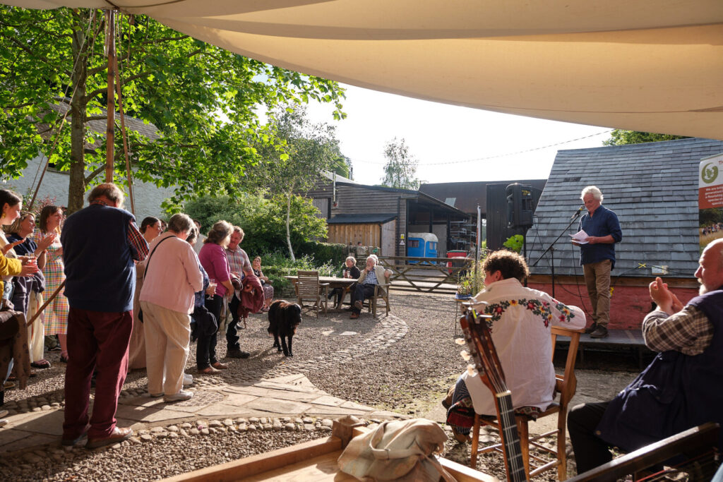 crowds watching talks at the farm 